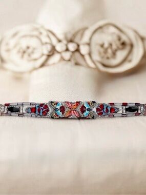 Ayala Bar Autumn Aurora Stone Rose Bracelet Artisan Glass Bead Designer Jewelry